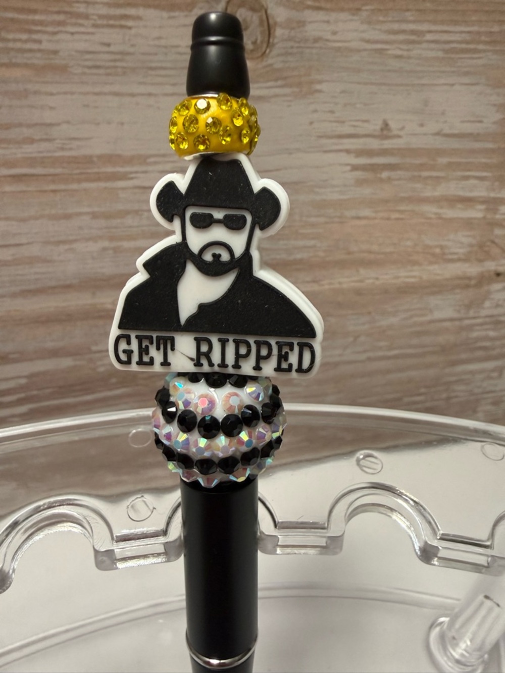 New GET RIPPED Black & White Beaded Pen